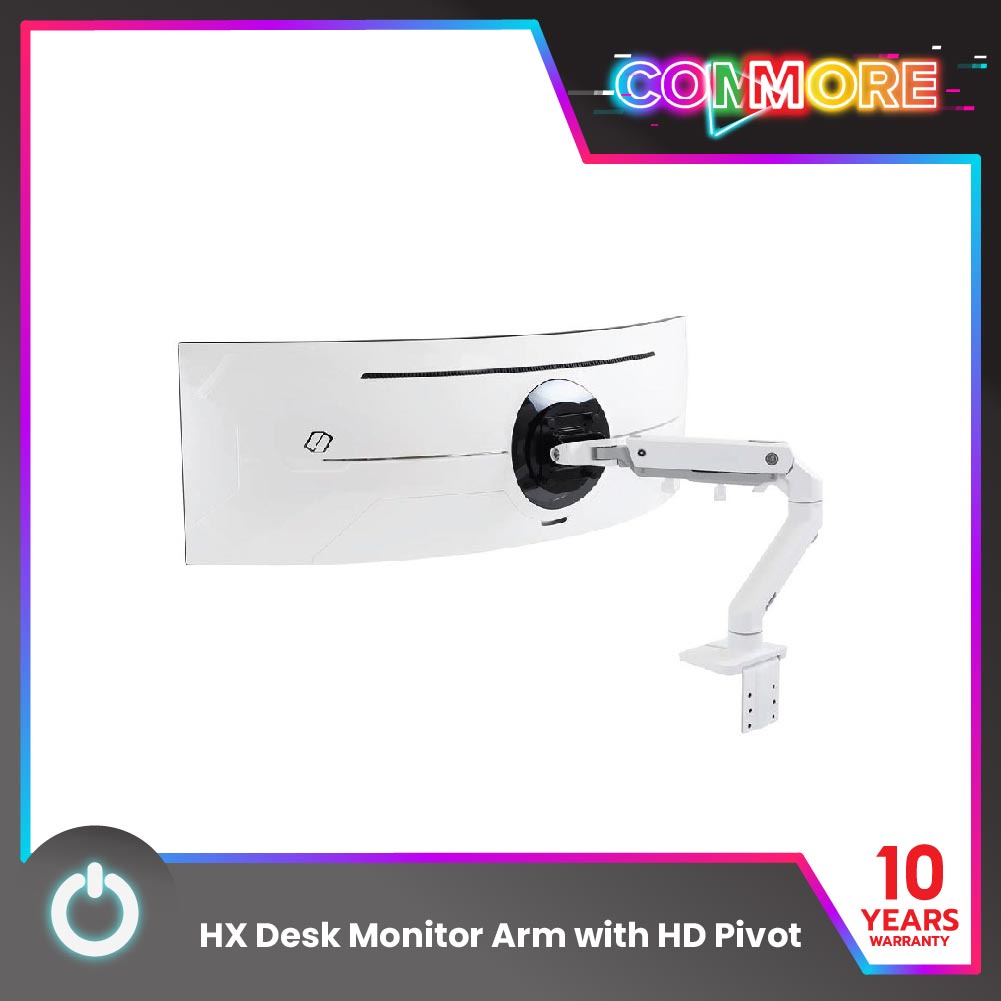 Ergotron HX Desk Monitor Arm with HD Pivot (white) แขนจับจอ Ultra-wide, 1000R curved displays 49"