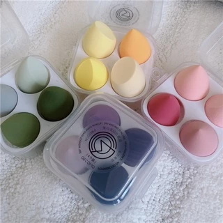 ฟองน้ำแต่งหน้า 4 ชิ้น พร้อมกล่องเก็บ💕 ฟองน้ําแต่งหน้าเกลี่ยรองพื้น หลากหลายรูปแบบ ฟองน้ำแต่งหน้า สำหรับลงรองพื้น