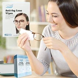 🌟 เช็ดชู่เช็ดแว่นกันละอองฝ้าที่เลนส์ Supfine Anti fog Lens Wipes 1กล่องมี 30 แผ่น