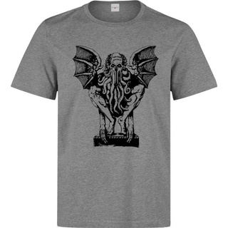 [100% Cotton] Wqds เสื้อยืดลําลอง แขนสั้น พิมพ์ลาย Cthulhu H P Lovecraft Eldritch Horror Sketch สีเทา สไตล์คลาสสิก ของขว