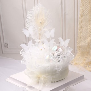 Baking utensils pearl cake decoration double dot diamond butterfly dream net yarn cake rim fold ribbon cake decoration cake rim decoration