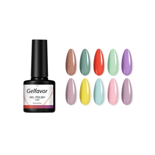 Gelfavor ยาทาเล็บเจล Led UV สีพื้น 8 มล. สําหรับออกแบบเล็บ