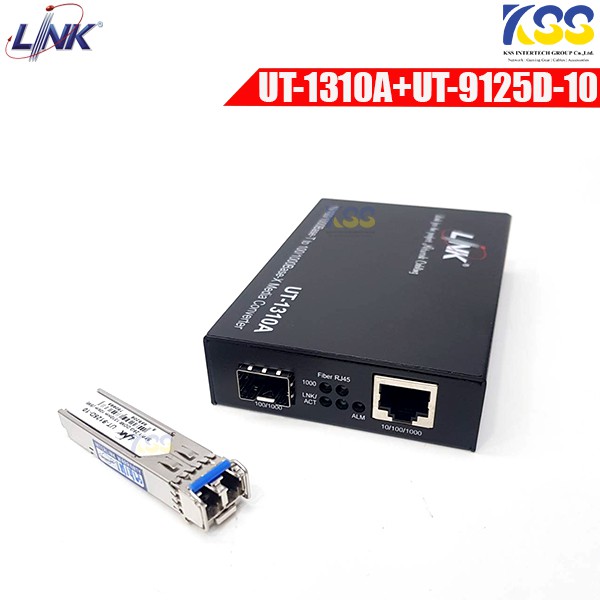 LINK UT1310AUT9125D10 Fiber Gigabit Media Converter 1Port RJ45 LC