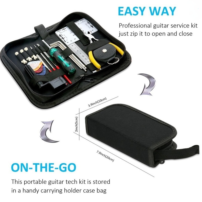 มืออาชีพ ชุดซ่อมกีต้าร์ 25 IN 1 ชุดเครื่องมือซ่อมกีตาร์ เครื่องมือเปลี่ยนสายกีตาร์ สําหรับกีต้าร์และเบส - รูปที่ 2