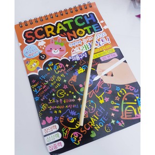 สมุดขูดดำสีรุ้ง  Scratch Paper Note สมุดเขียนกระดานดำสีรุ้ง สำหรับเขียนป้าย ฝึกการเขียนฯลฯ