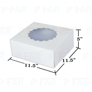 (50ใบ/แพ็ค) กล่องเค้กแม็ค 4 ปอนด์ (11.5x11.5x5") เจาะดอกไม้_INH102