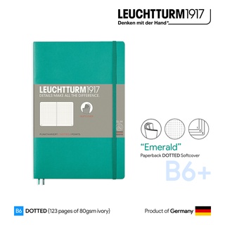 Leuchtturm1917 Paperback (B6+) "Emerald" Dotted Softcover - สมุดโน๊ต Leuchtturm B6+ ลายจุด ปกอ่อน สีมรกต