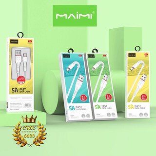 สายชาร์จโทรศัพท์ 5A ชาร์จได้เร็ว Maimi X16 Charging Data Cable สำหรับ MicroUsb/ios/Type-C