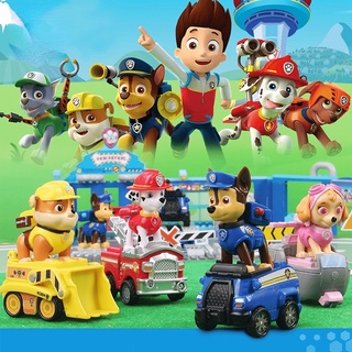 9PCS Paw Patrol ของเล่นสัตว์ลูกสุนัขสุนัขตุ๊กตาดึงกลับรถดับเพลิงแข่งตีนยานพาหนะตัวเลขการกระทำรถของเล่นเด็กวันเกิด Gift