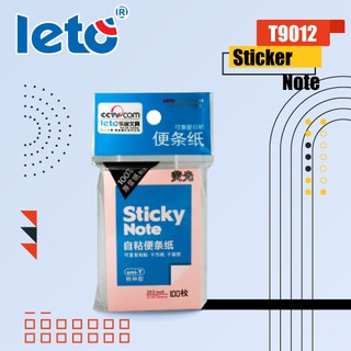 กระดาษโพสอิท กระดาษโน๊ต 2นิ้วx3นิ้ว LETO รุ่น T9012 STICKER NOTE 100แผ่น:แพ็ค คละสี (40แพ็ค:กล่อง) **ขายยกกล่อง คละสี**