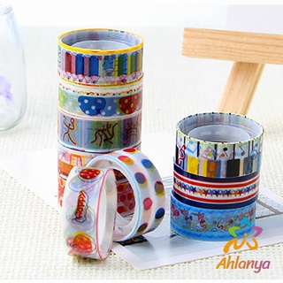 Ahlanya ม้วนเทปลายการ์ตูน ตกแต่ง สมุดรายงาน สติ๊กเกอร์ สติกเกอร์ วาชิเทป Cute Cartoon Tape