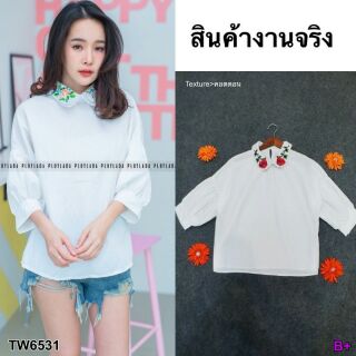 เสื้อแฟชั่นงานปักลายดอกกุหลาบ งานคอบัวสวยๆ