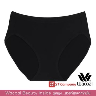 กางเกงใน Wacoal Panty ทรง Bikini ขอบเรียบ สีดำ Black (1 ตัว) รุ่น WU1M01 WU1C34 WQ6M01 กางเกงในผู้หญิง วาโก้ บิกินี่