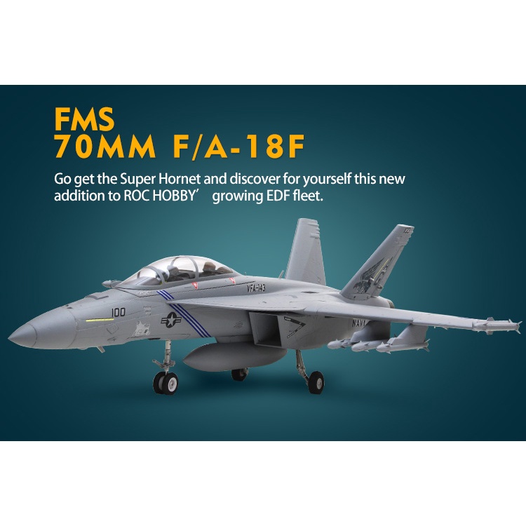 เครื่องบินโฟม ตัวลำ+ชุดไฟ Jet F/A-18F Super Hornet ดักแฟน 70mm PNP RocHobby (ไม่รวมวิทยุ รีซีฟ แบต) 