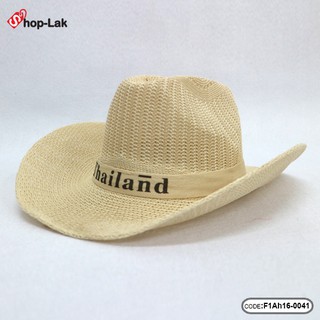 หมวกทรง COWBOY สาน ผ้าถักคาด Thailand สีครีม No F1Ah16-0041