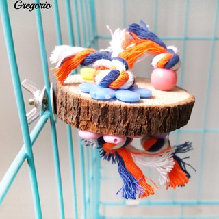 * รอบไม้ Stand Platform นกแก้วของเล่นนกกัดเคี้ยว Cage Hangings Decor