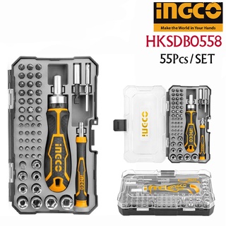 INGCO ชุดดอกไขควง 55 ชิ้น พร้อมด้ามจับ 2 แบบ รหัส HKSDB0558 Bits Set 55Pcs/set