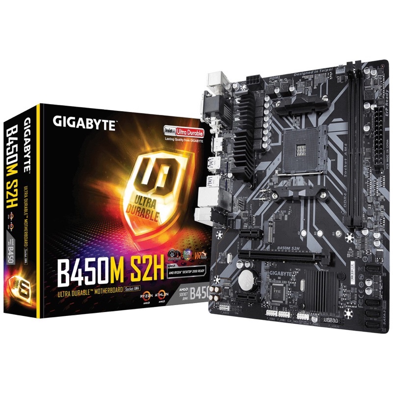 พร้อมส่ง-GIGABYTE B450M S2H-AMD B450 Ultra Durable Motherboard with GIGABYTE Gaming