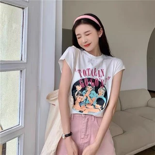 Cicishop(T101)เสื้อยืดแขนกุด สกรีนลาย เกาหลีมากกก น่ารักมาก