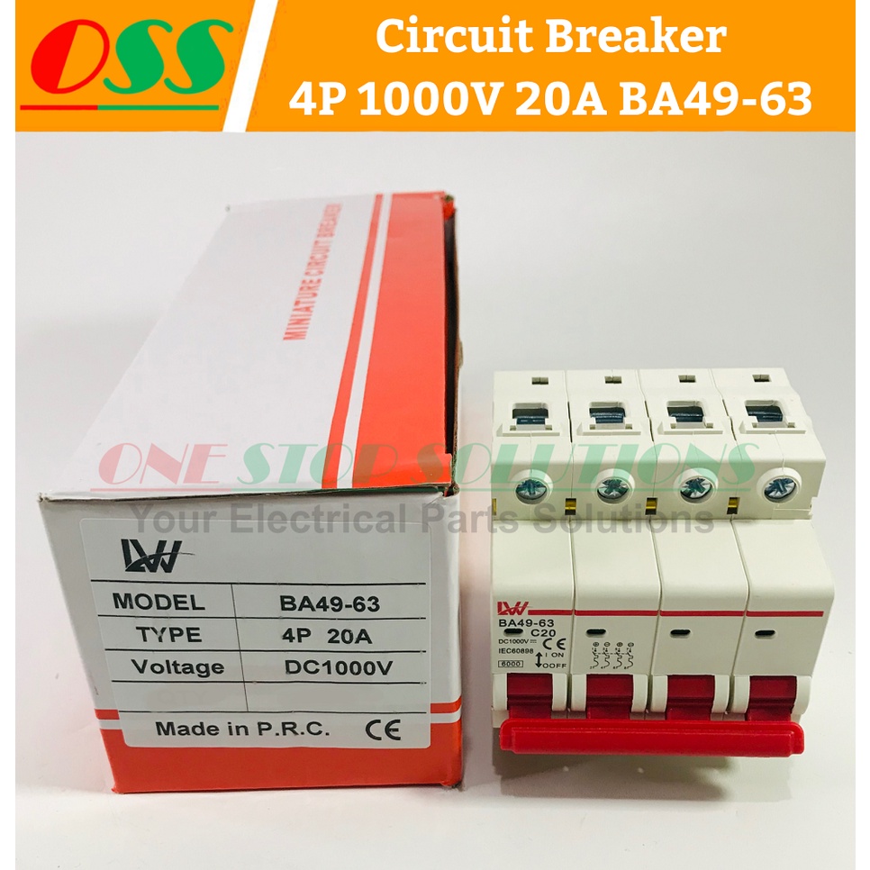 เซอร์กิตเบรกเกอร์ MCB DC 4P 1000V 20A BA49-63