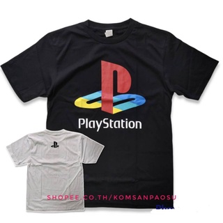 คอตต้อนคอกลม◎เสื้อยืด playstation เสท้อยืดแขนสั้น เพลสเตชั่นS-5XL