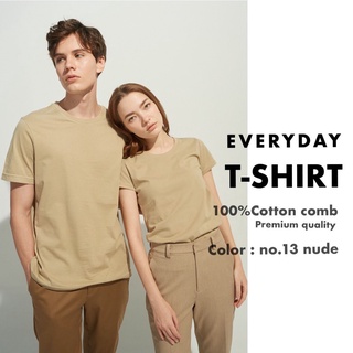 Organic cotton 100%เสื้อยืดคอกลม เสื้อยืดที่ใส่สบายที่สุด [สีนู้ด]