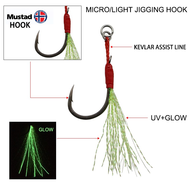 JK Assist Slow Jigging Hook ตะขอเดี่ยว Lure Bait Hook พื้นผิวชุบ Harder fishing Hook