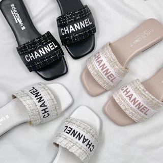 🎀รองเท้าแตะแฟชั่น🎀 รองเท้าแตะเกาหลี สินค้าพร้อมส่ง ขาวชมพูครีมดำ ใส่สวย ส่งเร็วส่งไว ไม่ต้องรอไม่ต้องพรี