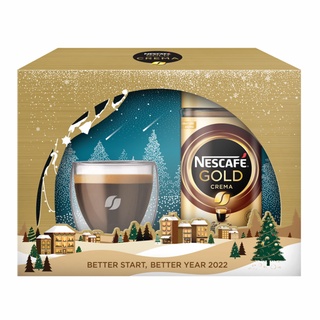 FESTIVE NESCAFÉ GOLD CREMA เนสกาแฟ โกลด์ เครมา กาแฟสำเร็จรูป อินเทนซ 200 กรัม ขวดแก้ว + แก้วเนสกาแฟโกลด์ กาแฟสำเร็จรูป