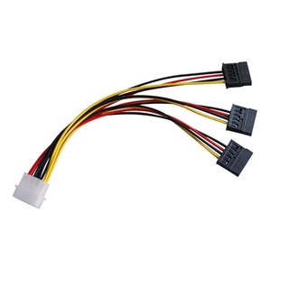 R * Sata สายเคเบิ้ลอะแดปเตอร์แยกสายไฟ 4Pin Ide To 3xSATA 1 To 3 Sata Power