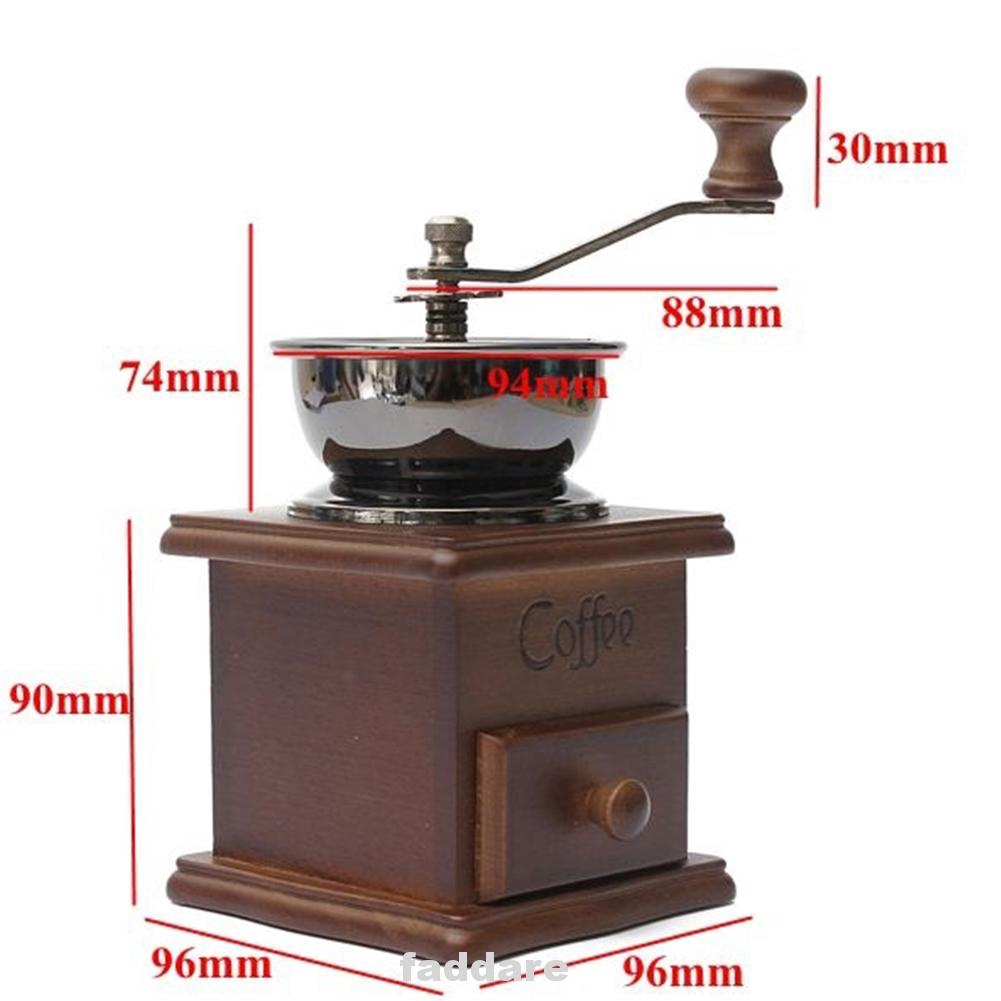 Coffee Grinder Vintage Retro Manual Hand Crank Wooden Steel - faddare ...