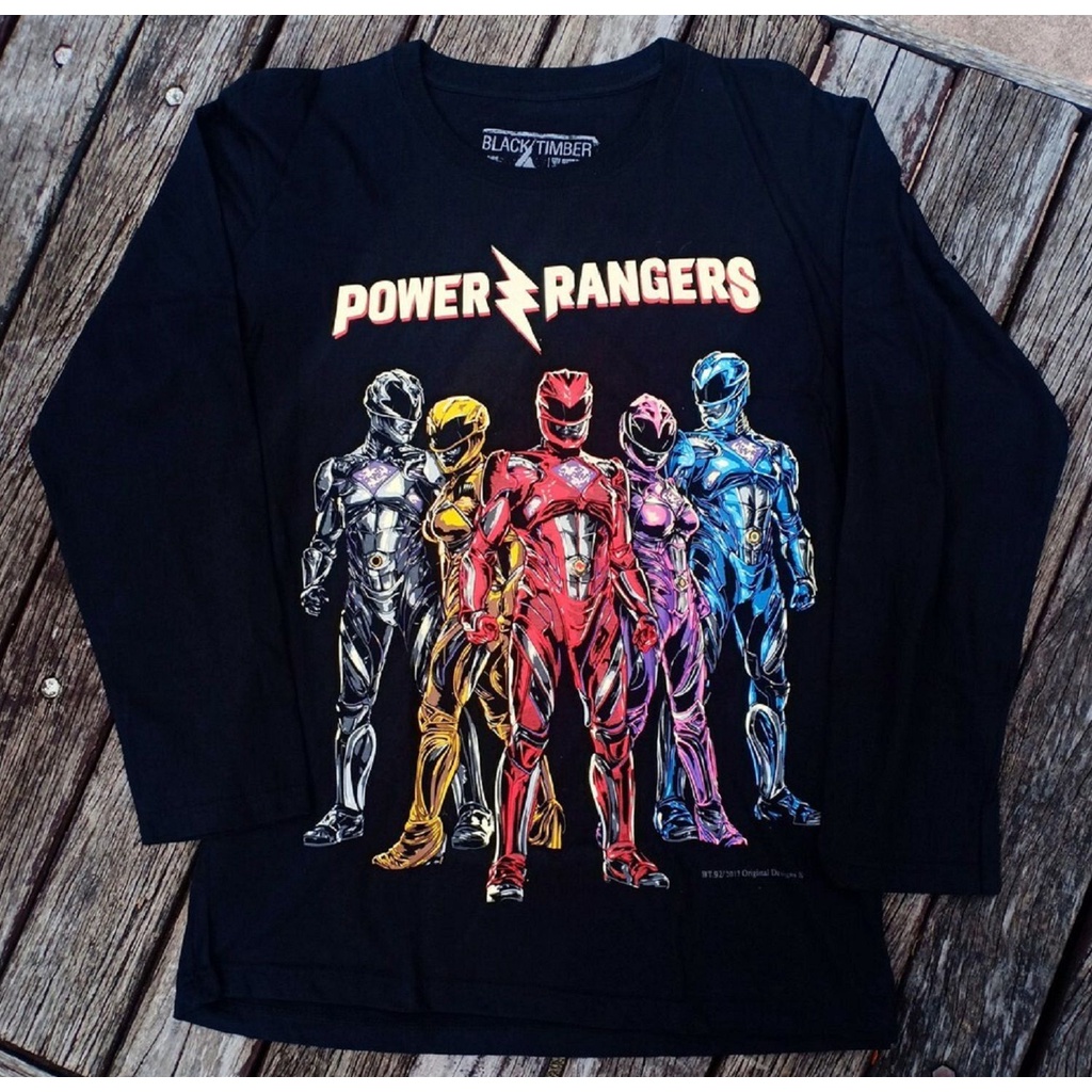 LSBT92 POWER RANGERS MIGHTY MORPHIN TEAM MOVIE COLLECTORS EDITION BLACK TIMBER COTTON LONG SLEEVE