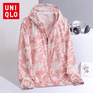 Uniqlo เสื้อแจ็กเก็ต มีฮู้ด ลายพราง ระบายอากาศ กันแดด ป้องกันรังสียูวี แบบบาง มีซิปเต็มตัว สําหรับผู้ชาย และผู้หญิง