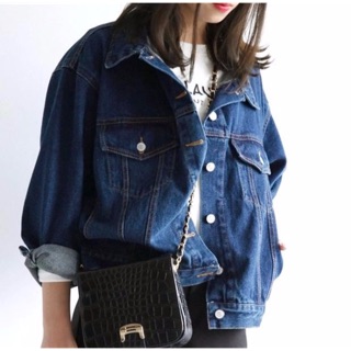 Jacket Jeans รหัส 003  รุ่น สีเข้ม ทรง Over size