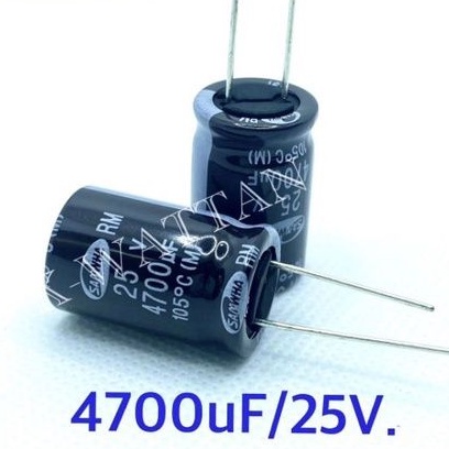 (จำนวน 5 ตัว)​ Capacitor ค่า 4700uF 25V. ยี่ห้อ SAMWHA ของแท้