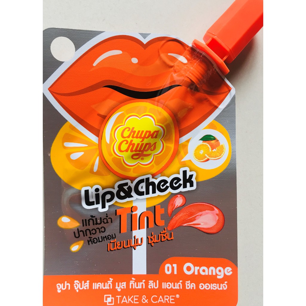 chupa chups Lip cheek  ลิป แอนด์ ชีค กลิ่น ส้ม ขนาด 3 g. แพ็ค 3