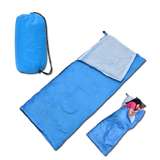 ถุงนอน แบบพกพา ถุงนอนปิกนิก Sleeping bag ทรงสีเหลี่ยม สีฟ้า ถุงนอนแคมปิ้ง