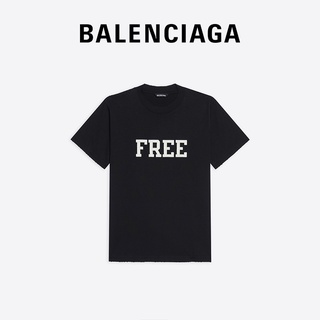 Balenciaga Balenciaga สินค้าใหม่ ฟรีเสื้อยืดธรรมดา สไตล์ย้อนยุค สําหรับผู้ชาย และผู้หญิง