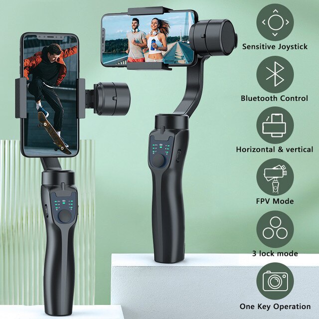 New🔥F8 3แกน Gimbal Stabilizer L08 สำหรับผู้ถือโทรศัพท์วิดีโอบันทึกสำหรับ Phone โทรศัพท์มือถือ Gimbal