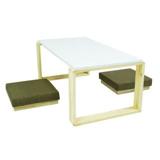 JP Tatami tea table ชุดโต๊ะชาพร้อมเบาะนั่งทาทามิ สไตล์ญี่ปุ่น สีขาว 100x54x40ซม. ST210721-2WH โต๊ะวางข้างเตียง โต๊ะวางข้