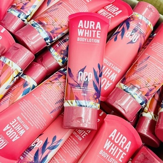 โลชั่นน้ำหอม AURA WHITE BODY LOTION ออร่าไวท์หลอดชมพู100 ml