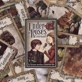 Gjing Under the Roses Lenormand 39 การ์ดดาดฟ้า นาฬิกาทาวเวอร์ LOVE Oracle