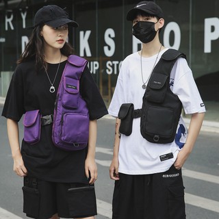 กระเป๋าคาดหน้าอกสไตล์ฮิปฮอป Men Rig Bag กันน้ำ กระเป๋าสะพายข้าง Hip Hop Street Wear Sling Chest Bag