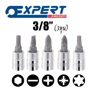 Expert 3/8"(3หุน) ลูกบล็อกเดือยโผล่ หัวหกเหลี่ยม, หัวดาว/หัวทอร์ค, หัวแบน, หัวแฉก, Pozidriv