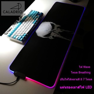 แผ่นรองเมาส์ไฟ LED ไฟ12โหมด แผ่นรองเมาส์ RGB พับได้ ขนาดใหญ่สีดำ  Mousepadปรับไฟได้หลายสี มี 7 โหมด