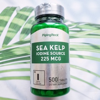 สาหร่ายทะเล ซี เคลป์ Sea Kelp Iodine Source 225 mcg 500 Tablets (PipingRock®) Piping Rock ไอโอดีน