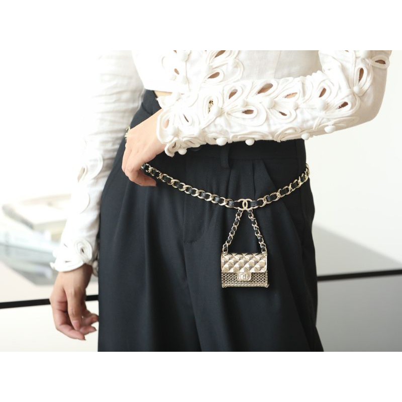 Chanel mini belt งานเทียบแท้Chanel 2021 spring and summer series  กระเป๋ากล่องโลหะใบจิ๋ว GD Quan Zhilong Wang Yibo
