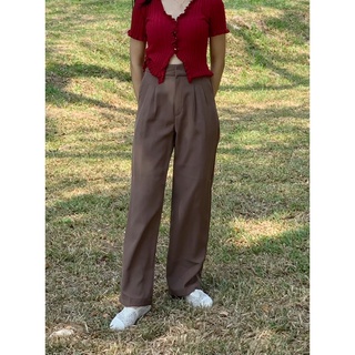 Vintage Pants || กางเกงเอวสูง ทรงกระบอกไม่ใหญ่ แต่งตะขอ 2 จีบ