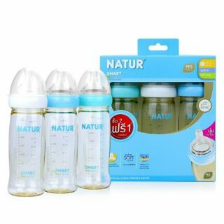 Natur ขวดนมปากกว้าง PES รุ่น Smart Biomimic 8 ออนซ์ ซื้อ 2 แถม 1