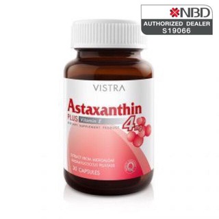 Vistra astaxanthin 4 mg แอสต้าแซนทิน 4 มก. 30เม็ด